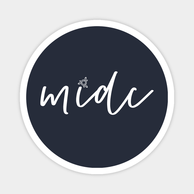 MIDC White script Magnet by midc